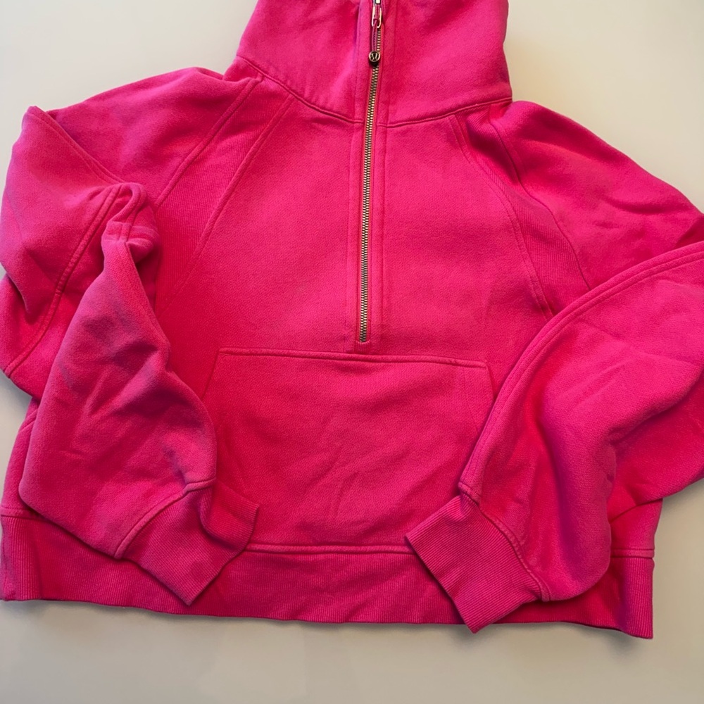 Lululemon Athletica Sonic Pink Scuba Oversized Funnel Neck in Half Zip Size M/L - Picture 2 of 2